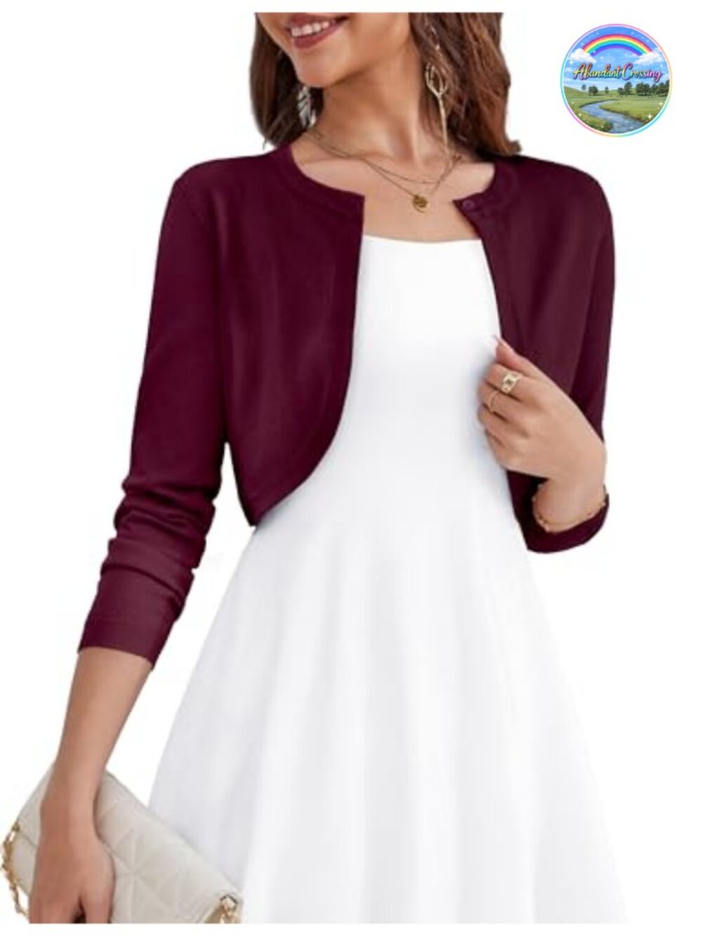 Cropped Long Sleeve Open Front Bolero Shrug Cardigan Knit Viscose Blend